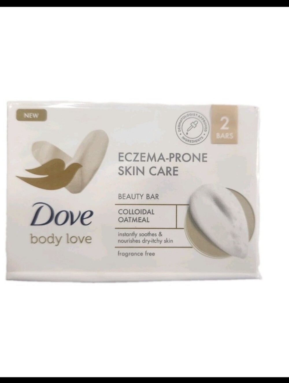 NEW 2-Pack Dove Body Love Eczema Prone Skin Care Beauty Bar Soap Fragrance Free